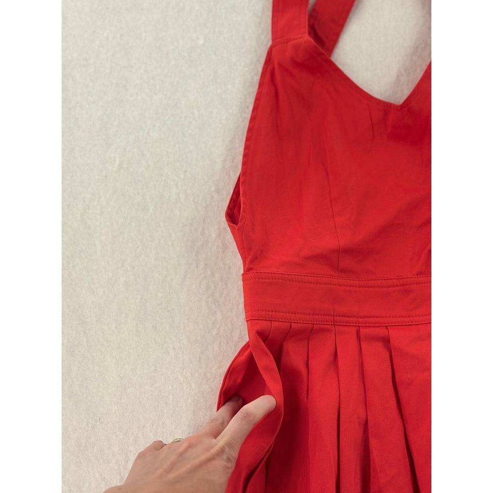 Unbranded - Sun Dress Criss Cross Back Pleated Pockets - Red -‎ Small - Women - Picture 7 of 8
